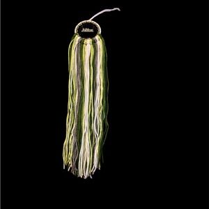 Green and white adventure woven wall hanging